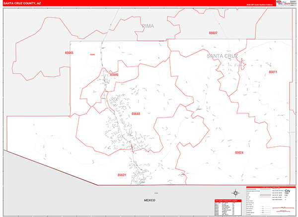 Santa Cruz County, AZ Zip Code Map